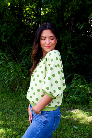 Poppy Polka Dot Pullover • Green