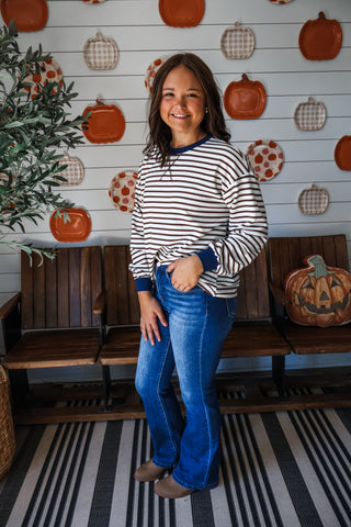 Sawyer Striped Crewneck • Brown/Navy