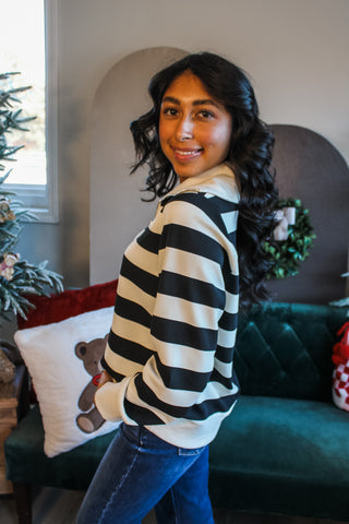 City Sidewalks Striped Pullover • Black/Cream - FINAL SALE