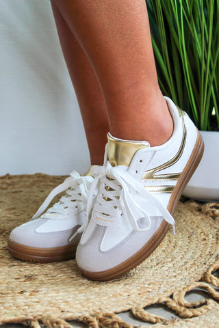 Gold Track Retro Sneaker • White Combo