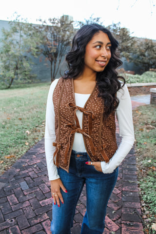 Feeling Grateful Floral Vest • Chocolate - FINAL SALE