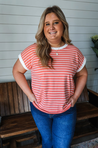 Cute & Carefree Stripes • Coral - PLUS