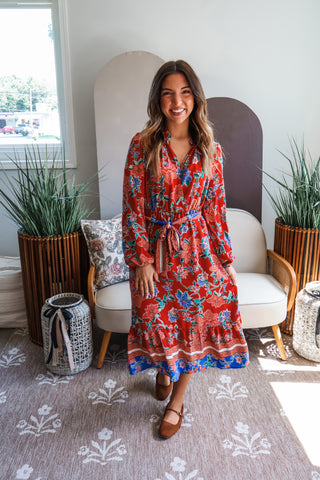 Fall Frenzy 6 • Red Floral Midi - FINAL SALE