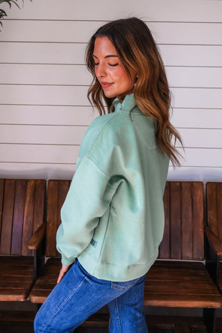 Move Forward Mock Neck Pullover • Sage