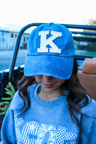 K Is For Kentucky Distressed Hat • Blue