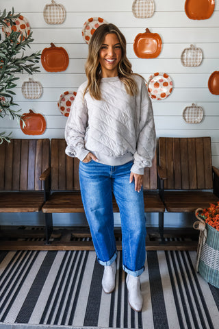 Brooklyn Quilted Pullover • Taupe