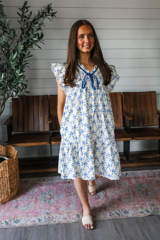Best In Bow Ruffle Dress • Blue