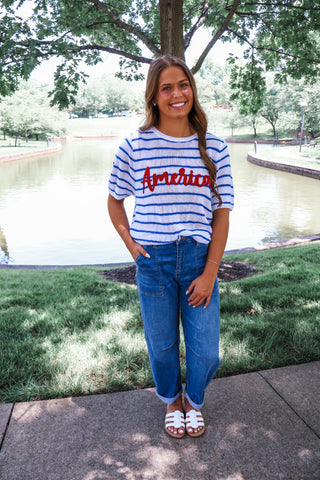 Summer Sale 32 • America Striped Open Knit Top - FINAL SALE