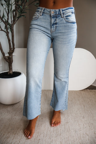 Sophia Mid Rise Ankle Flare • Light Wash