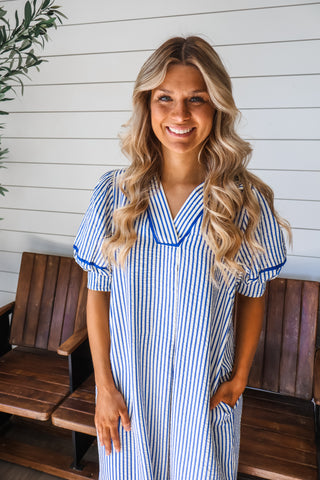 Meet Me Seaside Midi • Blue Stripes