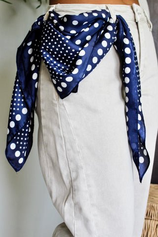 Polka Dot Mix Printed Scarf • Navy