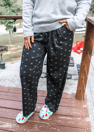 Warmest Wishes Bow Lounge Pants • Charcoal