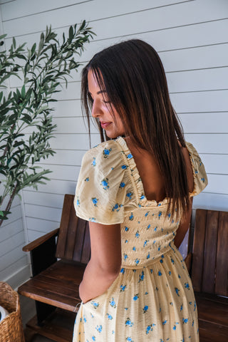Rosy Radiance Maxi Dress • Butter Yellow - FINAL SALE