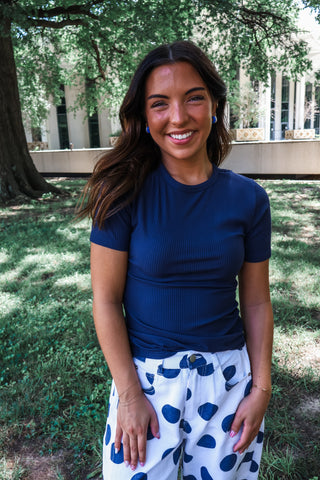 Cute Classic Ribbed Tee • Navy