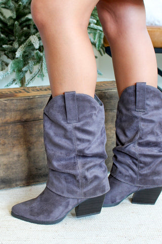 Freida Foldover Slouch Boot • Grey