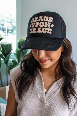 Grace Upon Grace Trucker Hat • Black