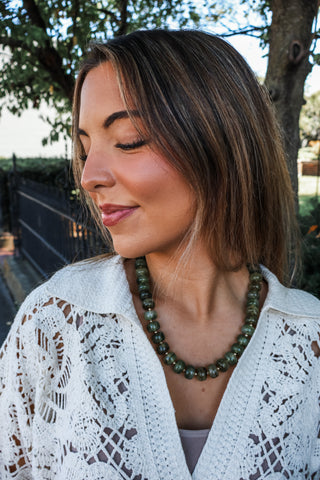 Whispering Woods Beaded Necklace • Olive