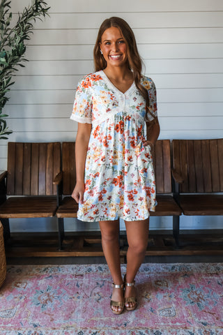 Darling & Dreamy Lace Trim Mini • Cream Floral - FINAL SALE