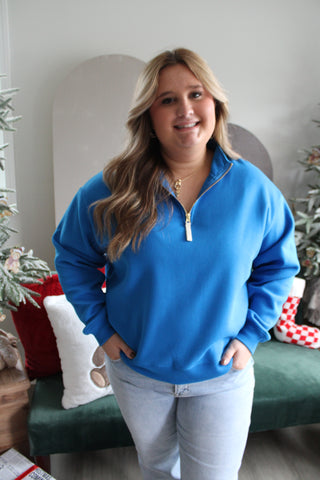 Hit The Slopes Half Zip • Ocean Blue - PLUS