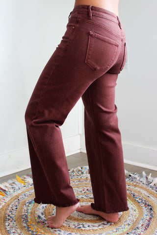 Genesis Ankle Wide Jean | Tummy Control • Lurex Chocolate