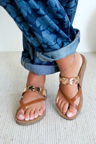 Soleil Coin Strap Sandal • Tan