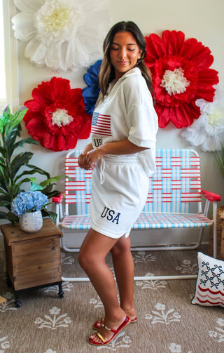 Born In The USA Skirt Set • White