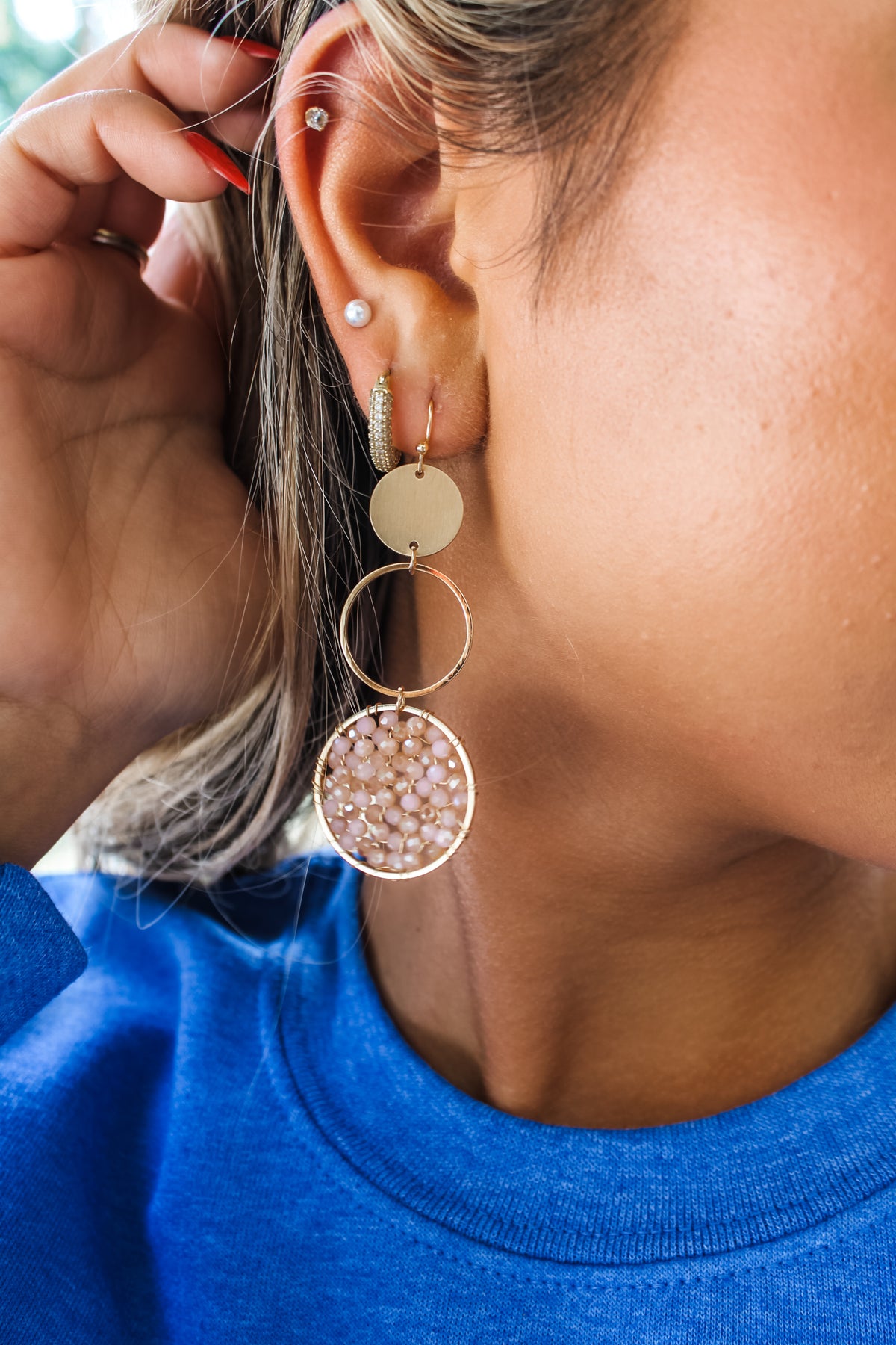 Polished Sparkle Earrings • Blush