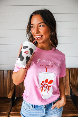 Just A Girl Who Loves Chick-fil-A Graphic Tee • Pink