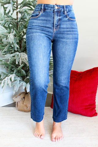 Clara Stretch Waist Straight | Tummy Control • Dark Wash