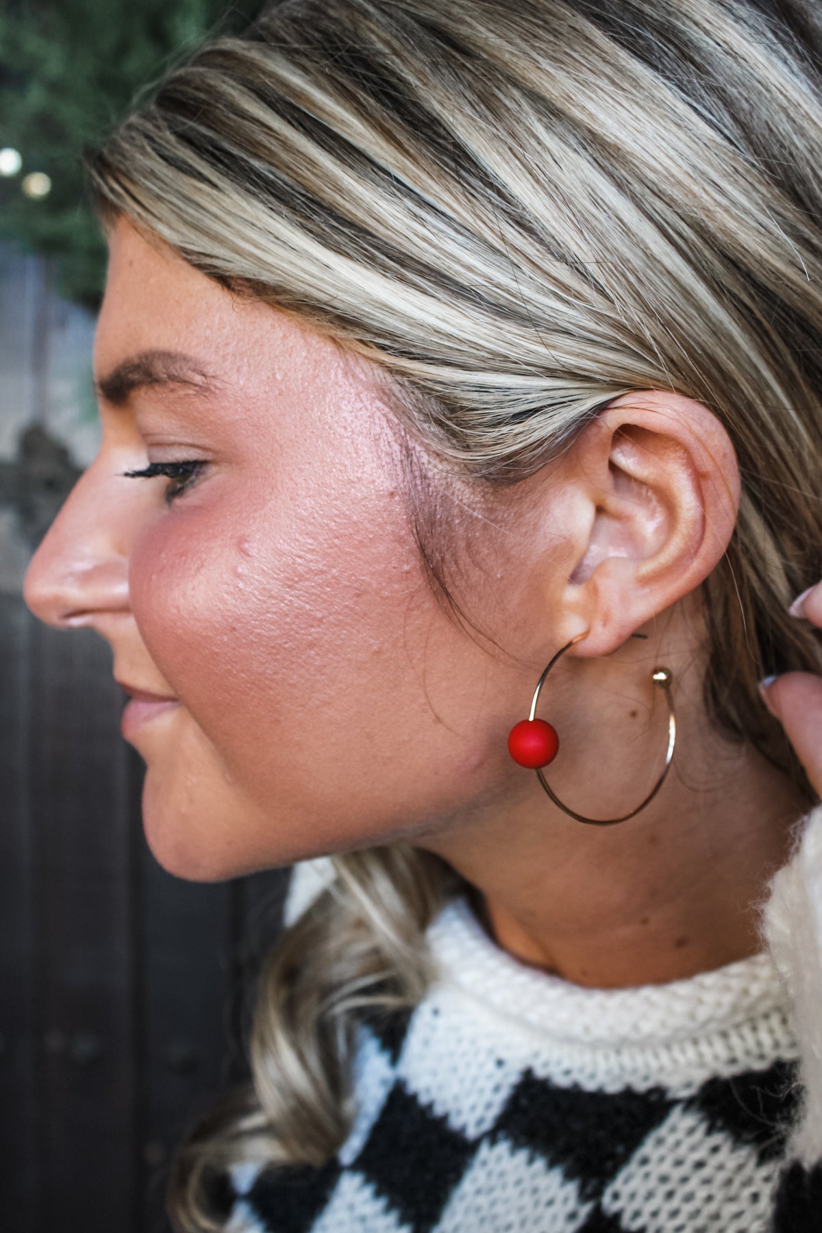 Ball Of Fun Hoop Earrings • Red