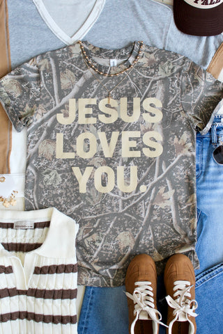 Jesus Loves You Graphic Tee • Camo