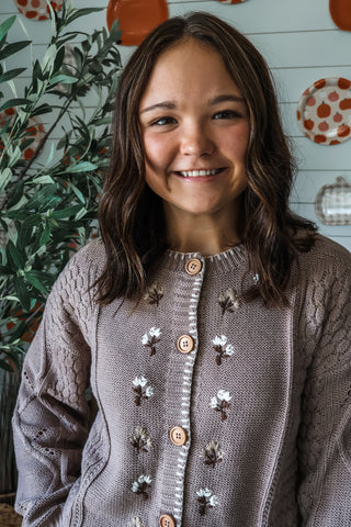 Fall Farmhouse Floral Cardi • Mocha