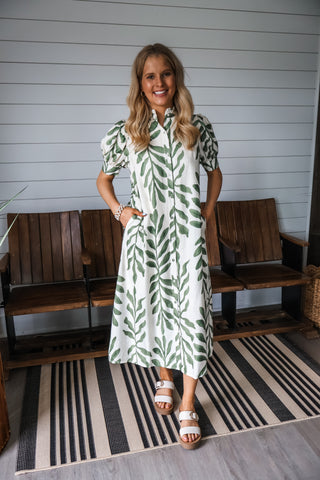 Botanical Beauty Shirtdress • Green