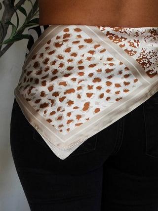 Silky Safari Patterned Scarf • Beige Multi