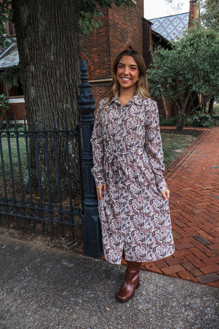 Paisley Perfection Shirtdress • Brown Multi
