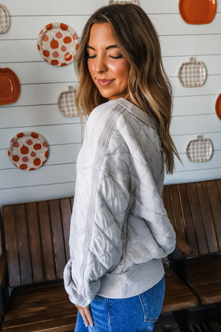 Brooklyn Quilted Pullover • Taupe