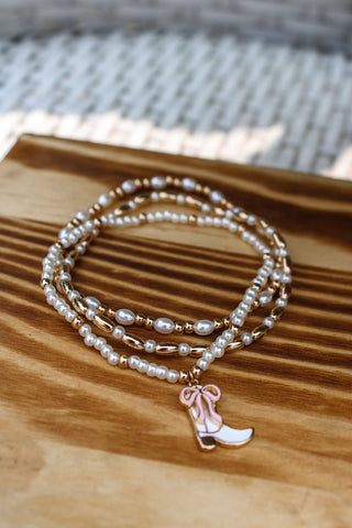 Cowgirl Charmer Pearl Bracelet • Pink