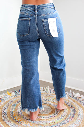 Rain Frayed Hem Wide • Medium Wash