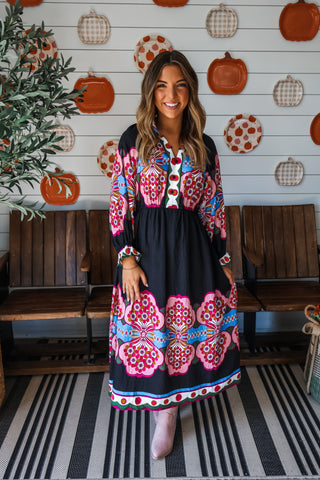 Flower Patch Midi • Black