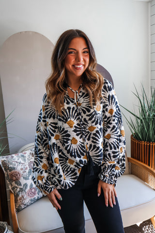 Fall Frenzy 2 • Block Print Peasant Top - FINAL SALE