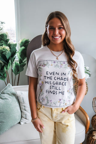 His Grace Still Finds Me Graphic Tee • Taupe