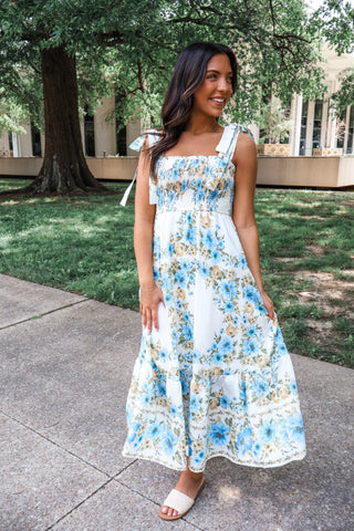 Summer Reverie Floral Midi • Blue