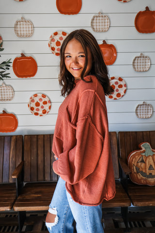 Spiced Cider Slouchy Sweater • Terracotta