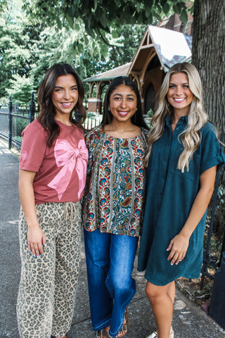 Top It With A Bow Graphic Tee • Brick