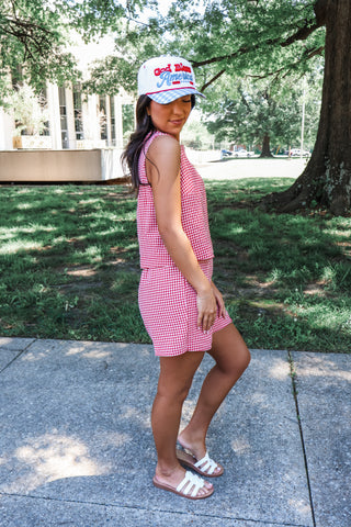 Sunday Picnic Skort Set • Red Gingham
