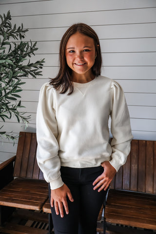 Katie Puff Sleeve Pullover • Cream
