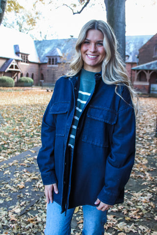 Imogene Oversized Denim Jacket • Dark Indigo