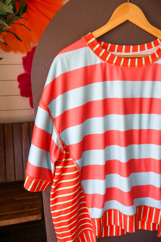 Summer Sale 46 • Contrast Stripes Oversized Top - FINAL SALE