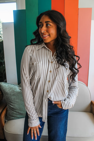 Striped State Of Mind • Taupe - FINAL SALE