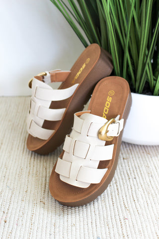 Penelope Buckle Strap Sandal • Ivory